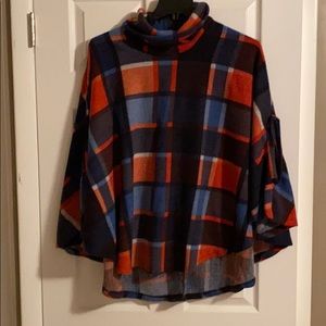 Women’s Plaid Cowl Neck Poncho